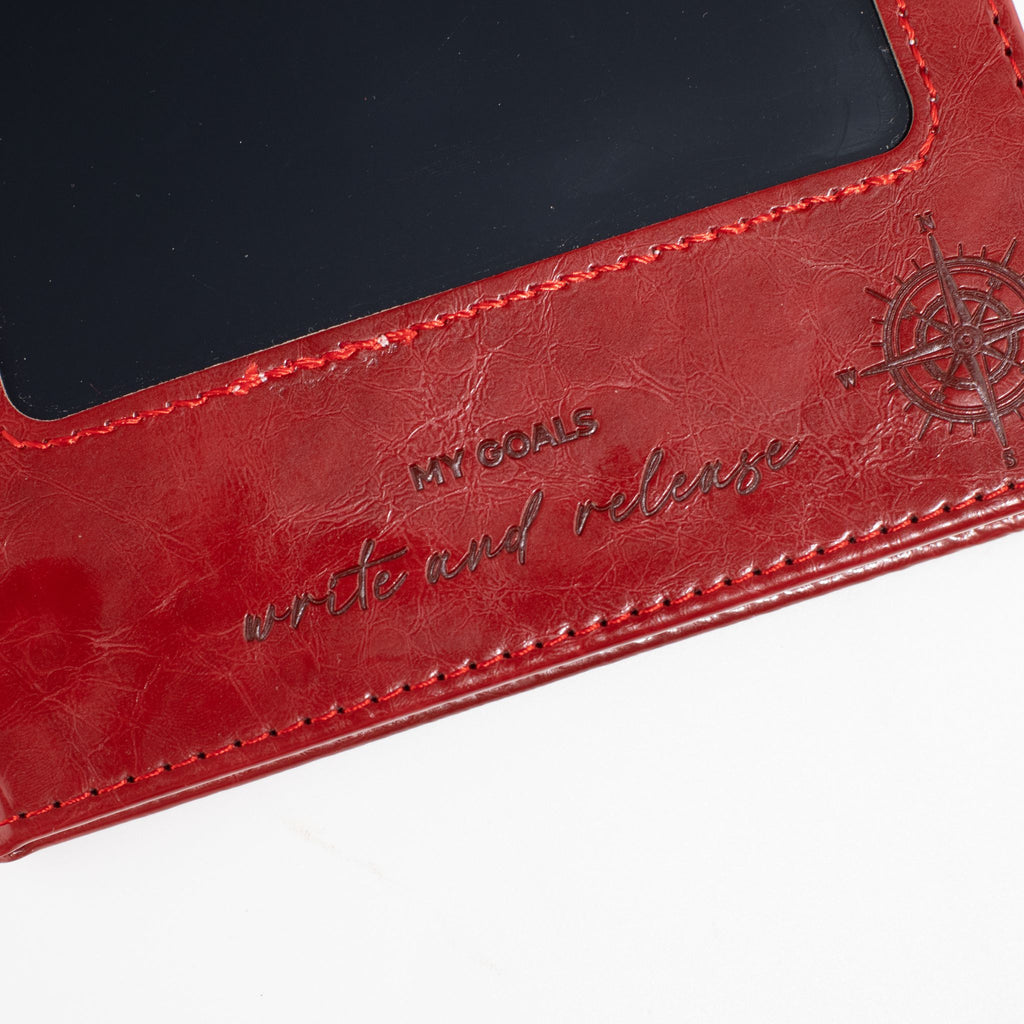 Taccuino per le intenzioni formato A5 - Schermo LCD cancellabile - Effetto pelle rossa - 160 pagine