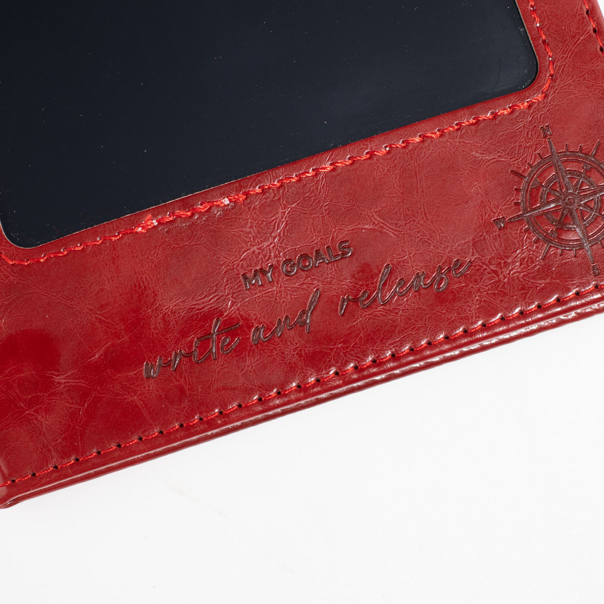 Taccuino per le intenzioni formato A5 - Schermo LCD cancellabile - Effetto pelle rossa - 160 pagine