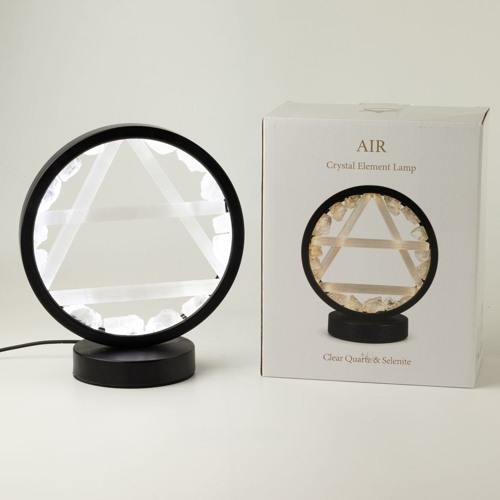 Lampada Halo con pietre preziose - Aria - Quarzo ialino e selenite