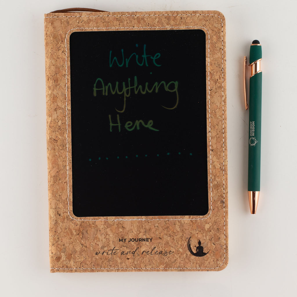 Taccuino A5 «Intention» – Con schermo LCD cancellabile – Effetto pelle di sughero – 160 pagine