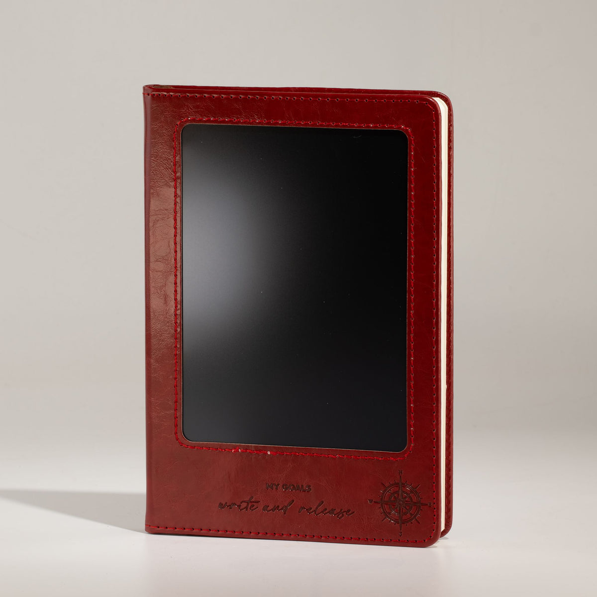 Taccuino per le intenzioni formato A5 - Schermo LCD cancellabile - Effetto pelle rossa - 160 pagine
