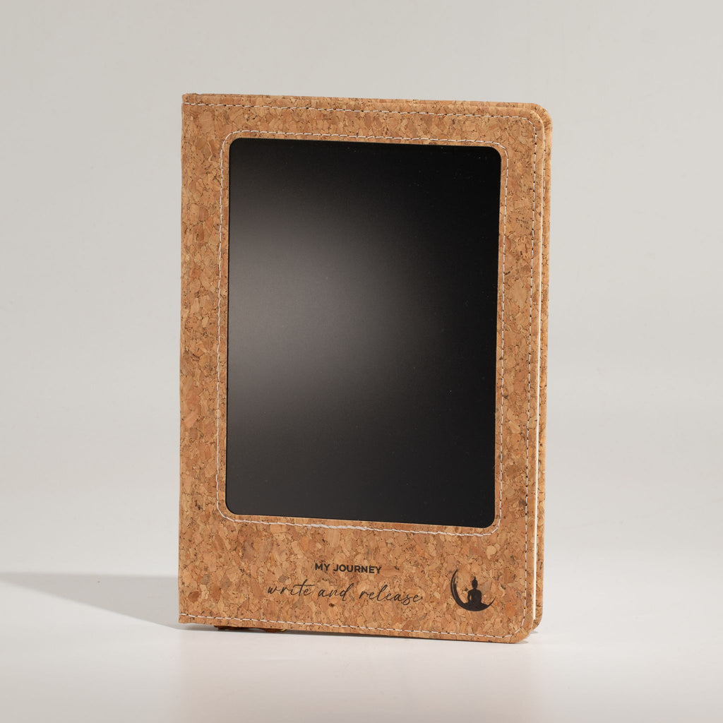 Taccuino A5 «Intention» – Con schermo LCD cancellabile – Effetto pelle di sughero – 160 pagine