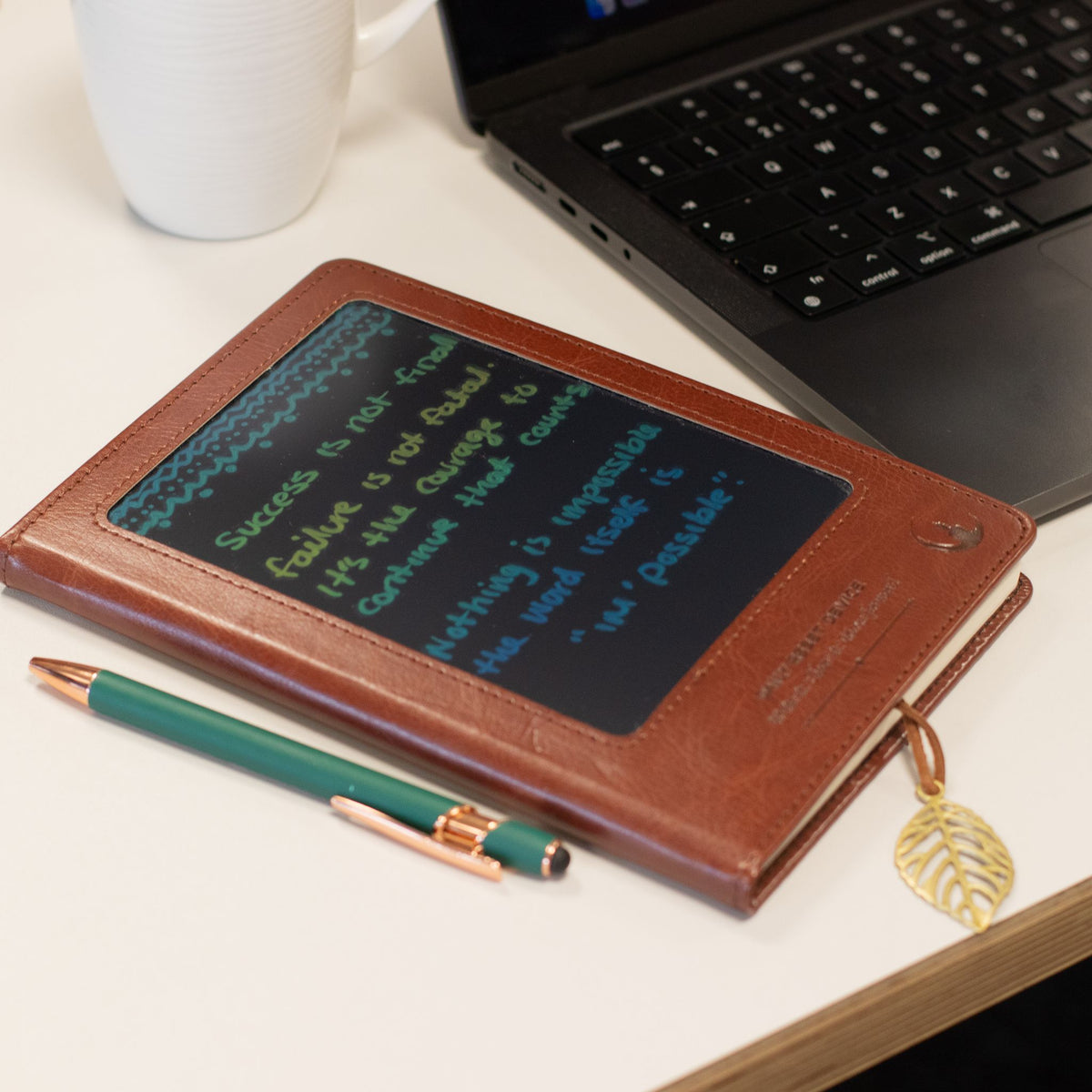 Taccuino per le intenzioni formato A5 - Schermo LCD cancellabile - Effetto pelle rossa - 160 pagine