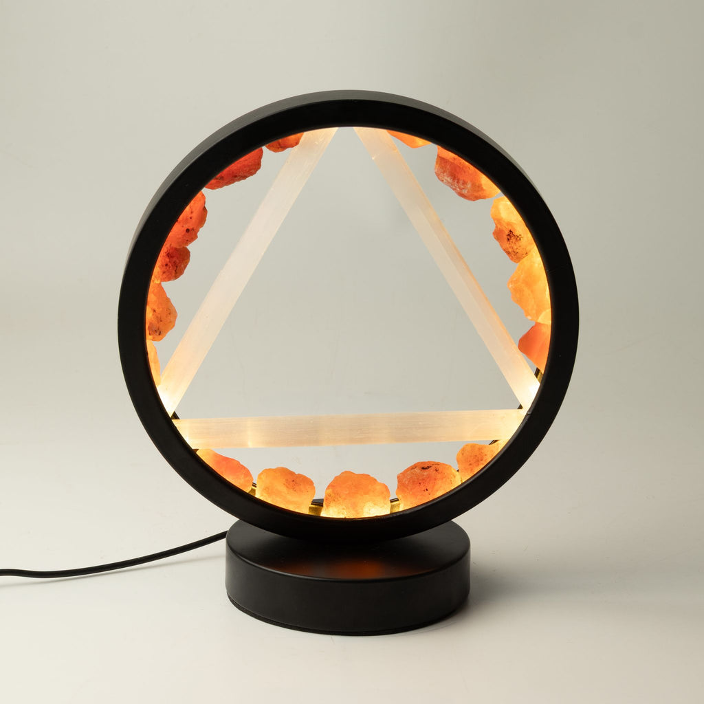 Lampada Halo con pietre dure - Fuoco - Corniola e Selenite