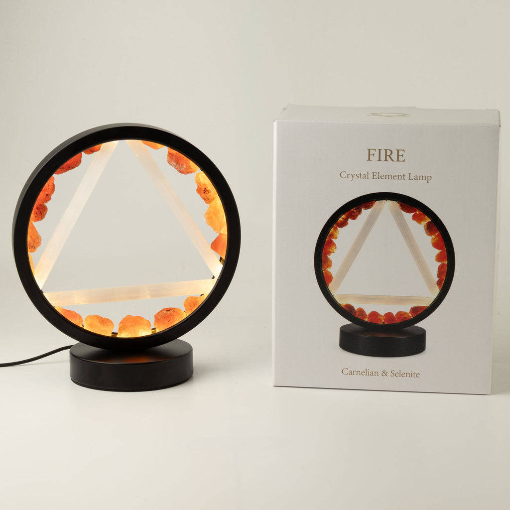 Lampada Halo con pietre dure - Fuoco - Corniola e Selenite