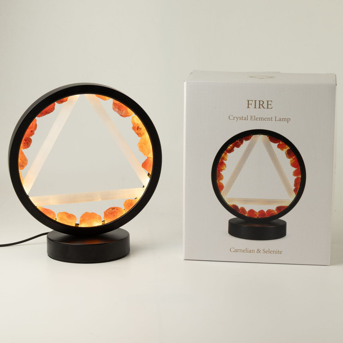 Lampada Halo con pietre dure - Fuoco - Corniola e Selenite