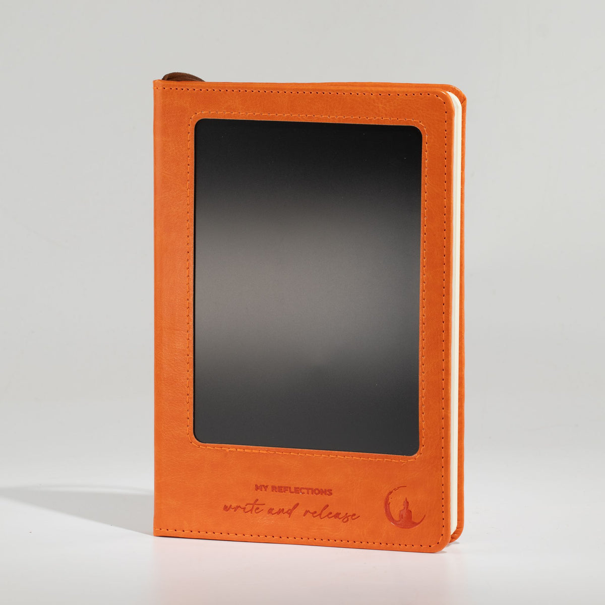 Taccuino per le intenzioni formato A5 - Schermo LCD cancellabile - Effetto pelle arancione - 160 pagine