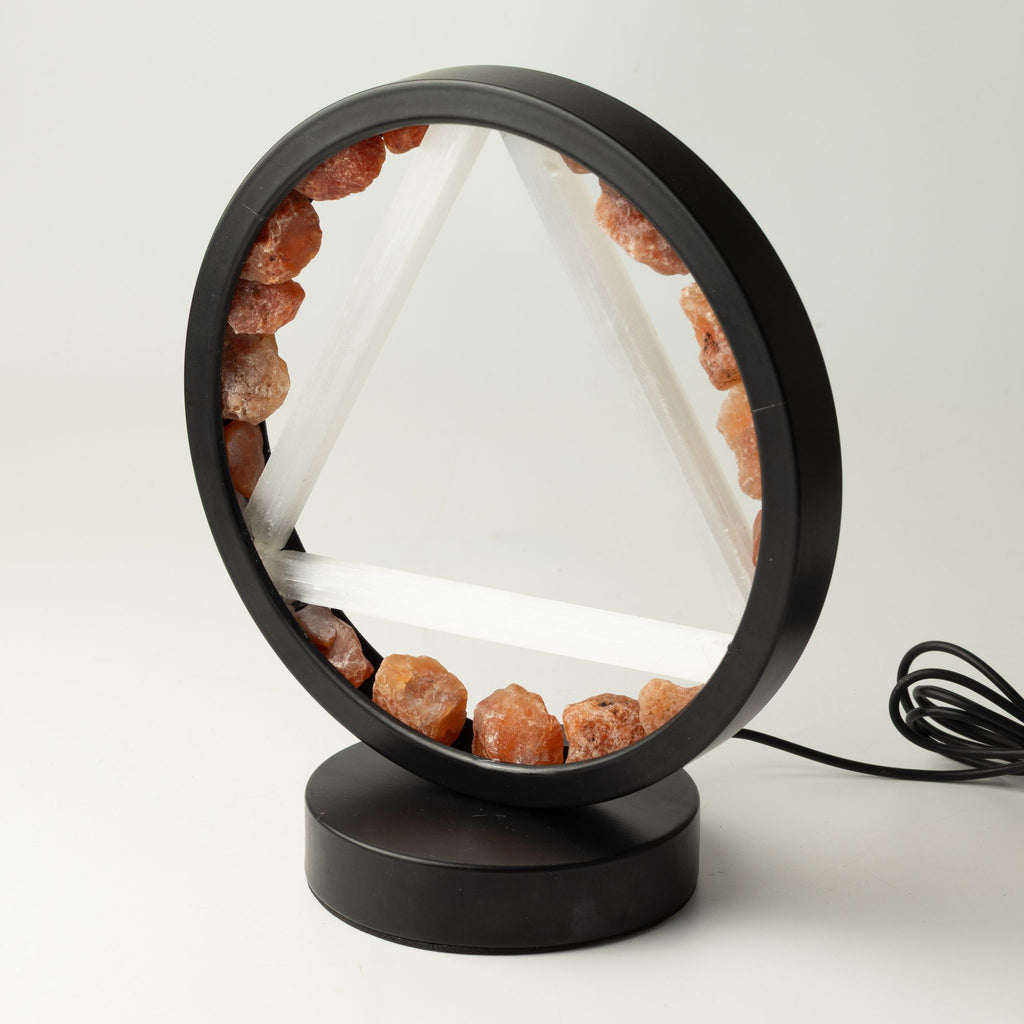 Lampada Halo con pietre dure - Fuoco - Corniola e Selenite