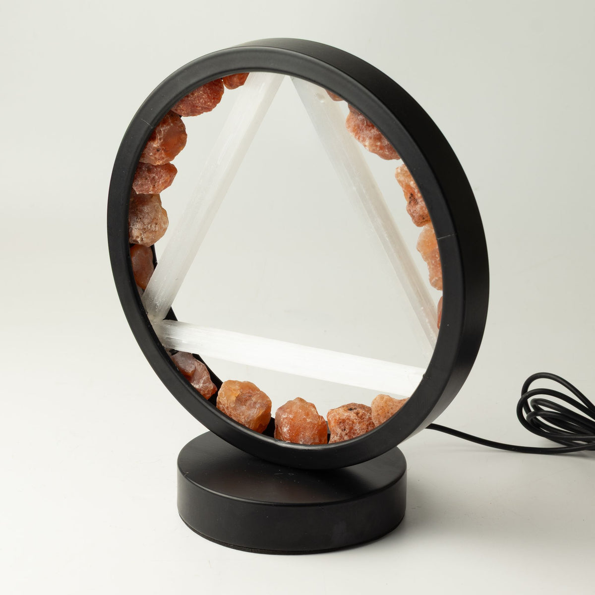 Lampada Halo con pietre dure - Fuoco - Corniola e Selenite