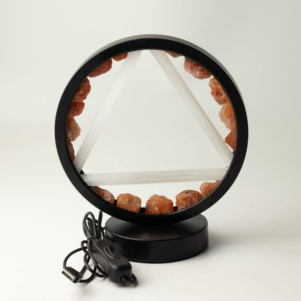 Lampada Halo con pietre dure - Fuoco - Corniola e Selenite