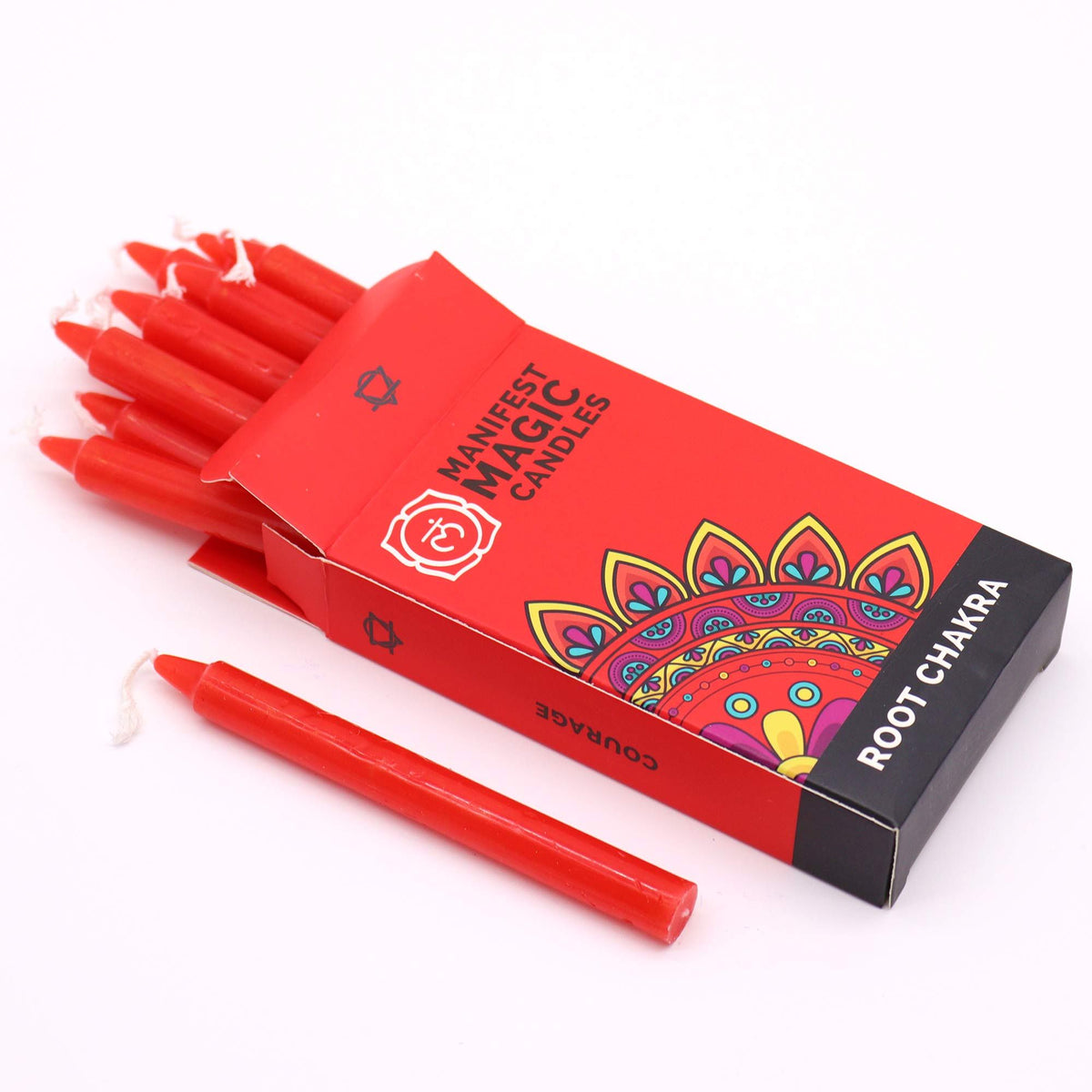 Candele "Manifest Magic" (confezione da 12) - Rosse - Chakra della radice