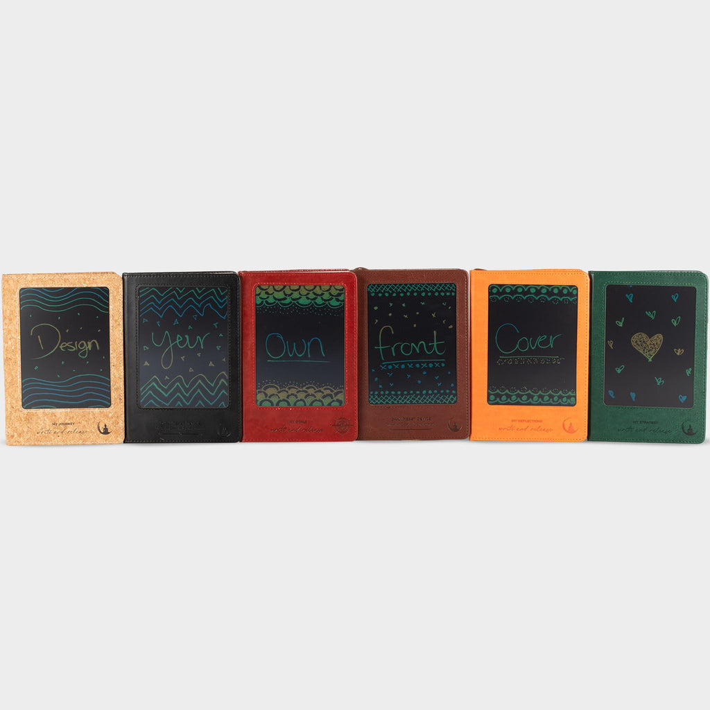 Taccuino per le intenzioni formato A5 - Schermo LCD cancellabile - Effetto pelle rossa - 160 pagine