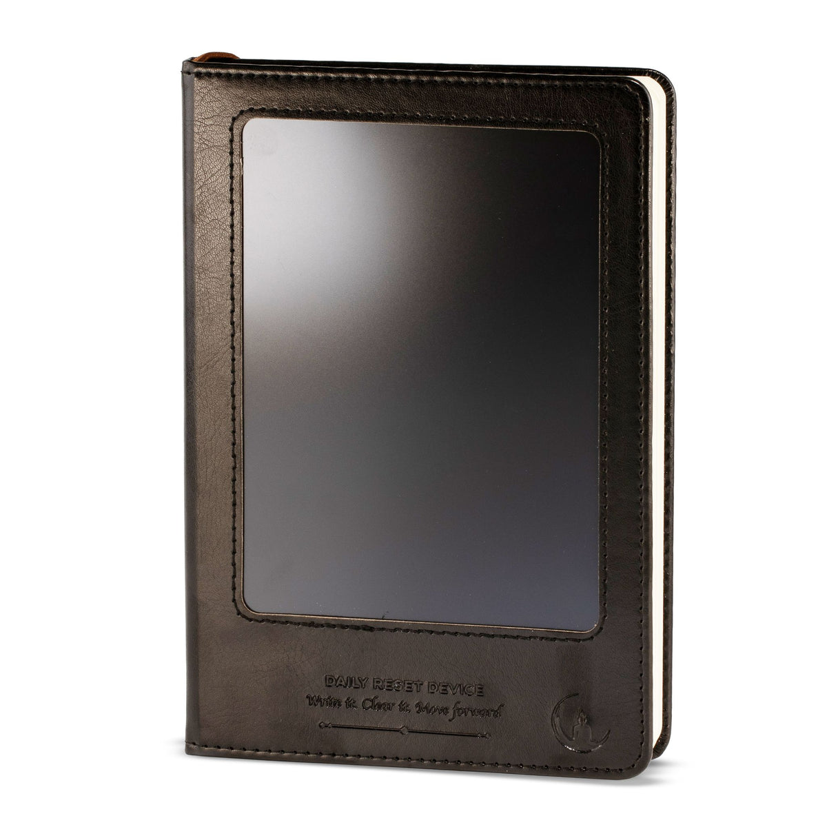 Taccuino per intenzioni formato A5 - Schermo LCD cancellabile - Effetto pelle nera - 160 pagine
