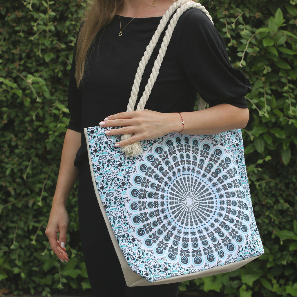Borsa Mandela con manico a corda - Viola Blu