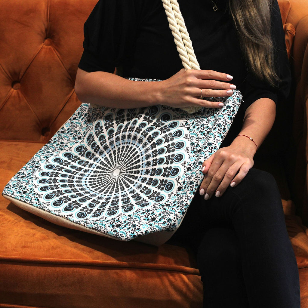 Borsa Mandela con manico a corda - Viola Blu
