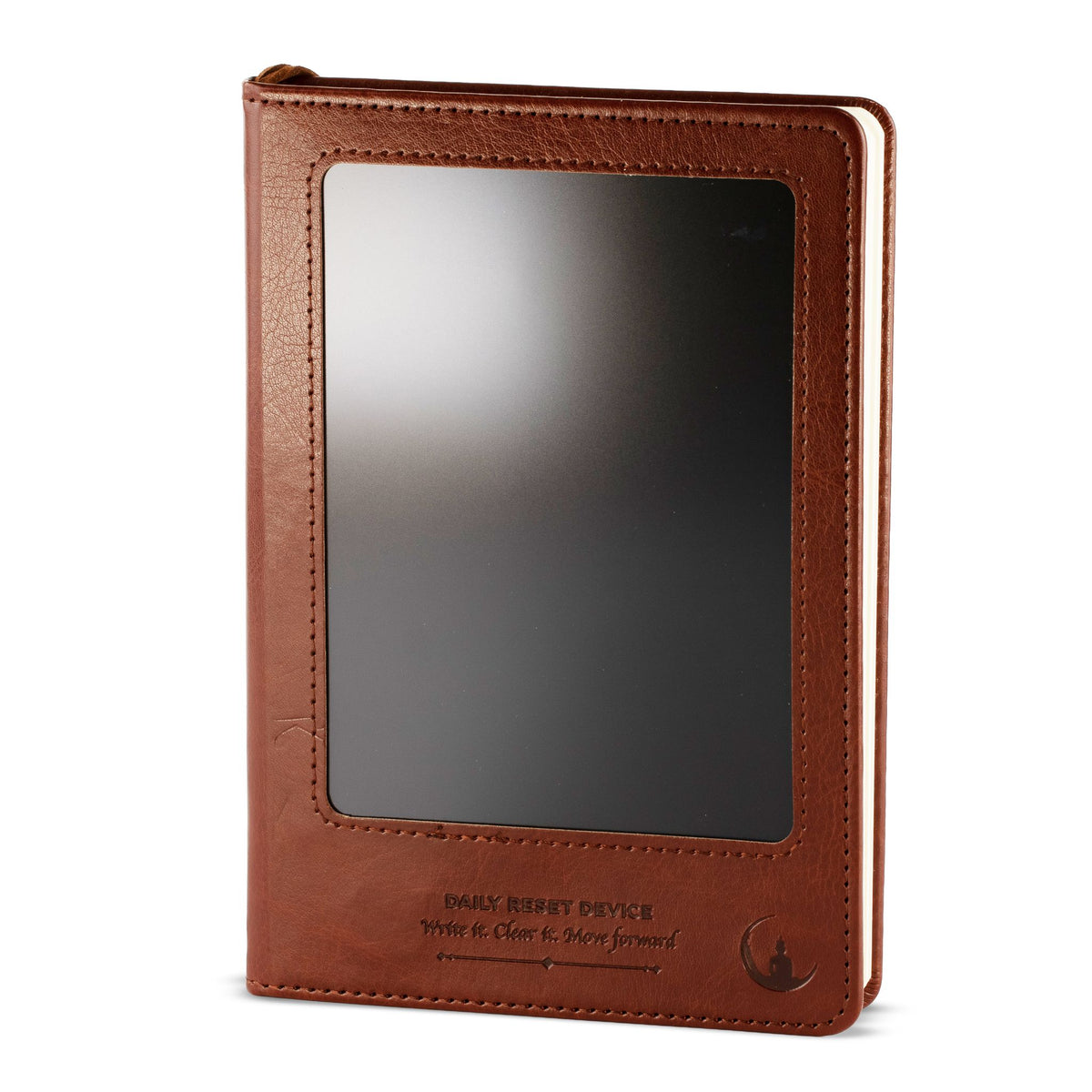 Taccuino per le intenzioni formato A5 - Schermo LCD cancellabile - Effetto pelle marrone - 160 pagine