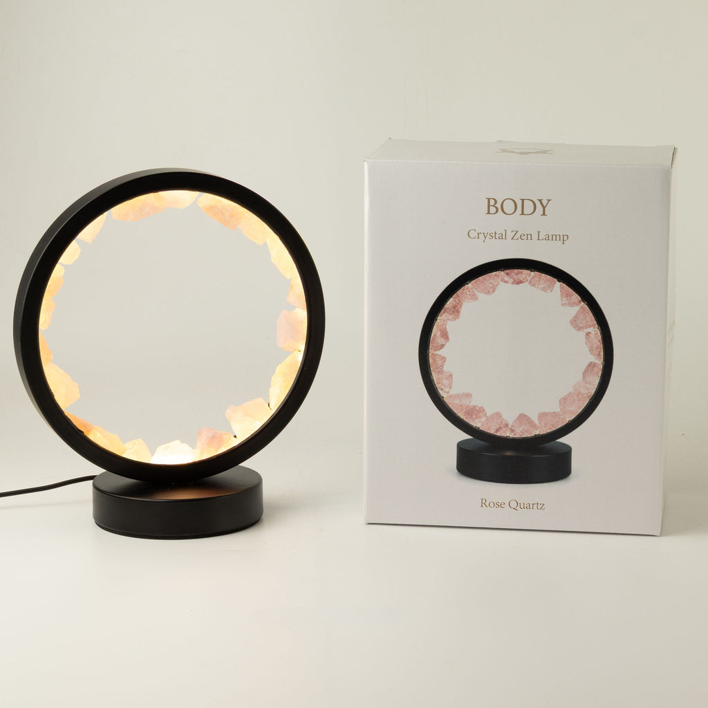 Lampada Halo con pietra preziosa - Corpo Zen - Quarzo rosa