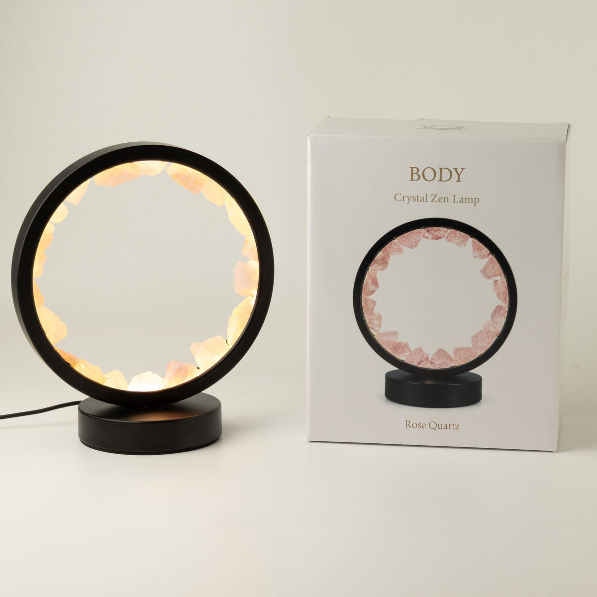 Lampada Halo con pietra preziosa - Corpo Zen - Quarzo rosa