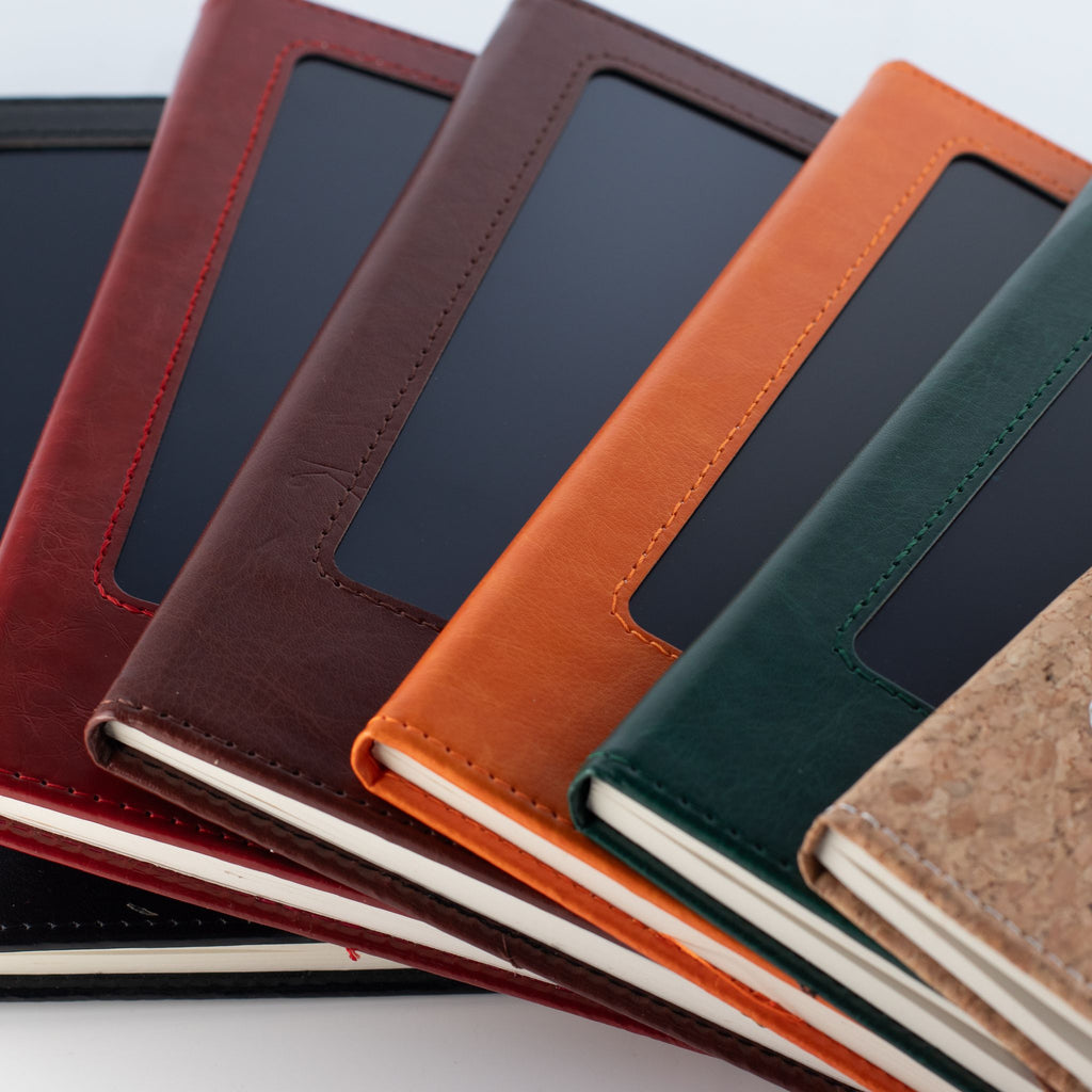 Taccuino per le intenzioni formato A5 - Schermo LCD cancellabile - Effetto pelle marrone - 160 pagine