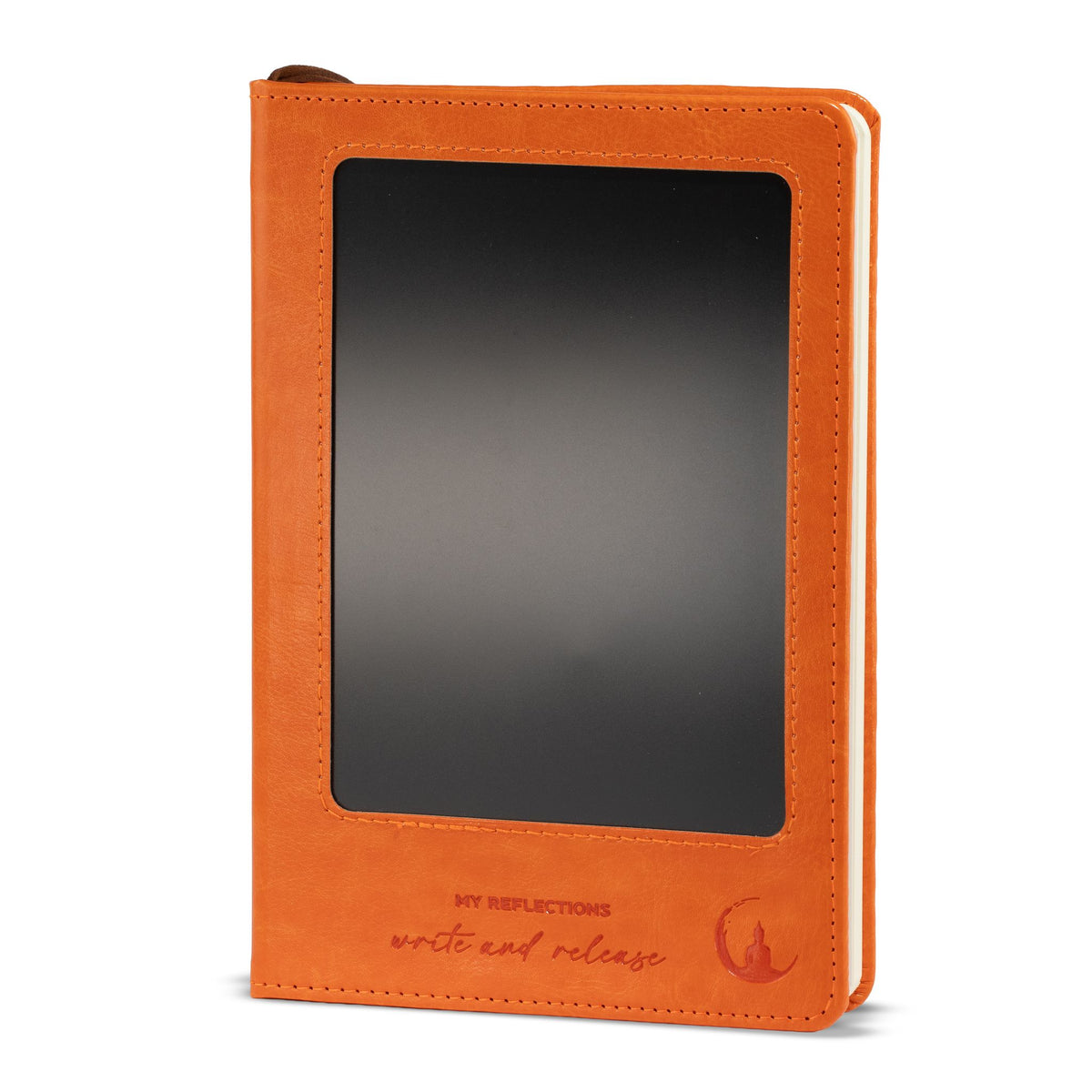 Taccuino per le intenzioni formato A5 - Schermo LCD cancellabile - Effetto pelle arancione - 160 pagine